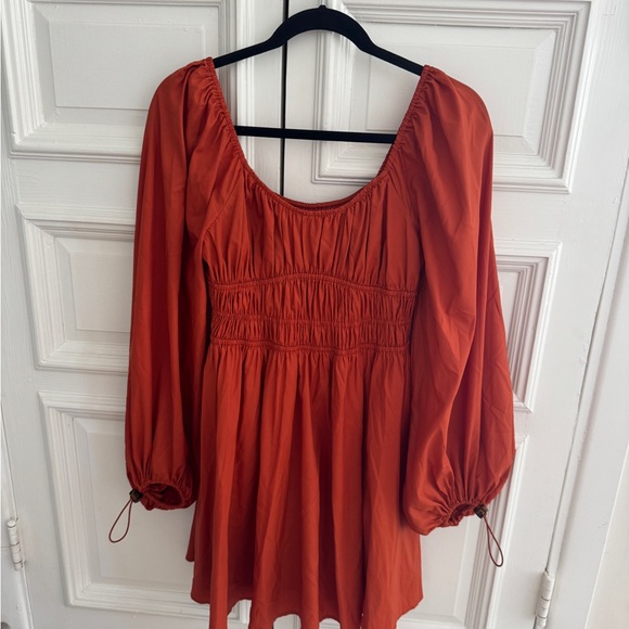 STAUD Vibrant burnt Orange Long Sleeve Dress - Picture 7 of 7